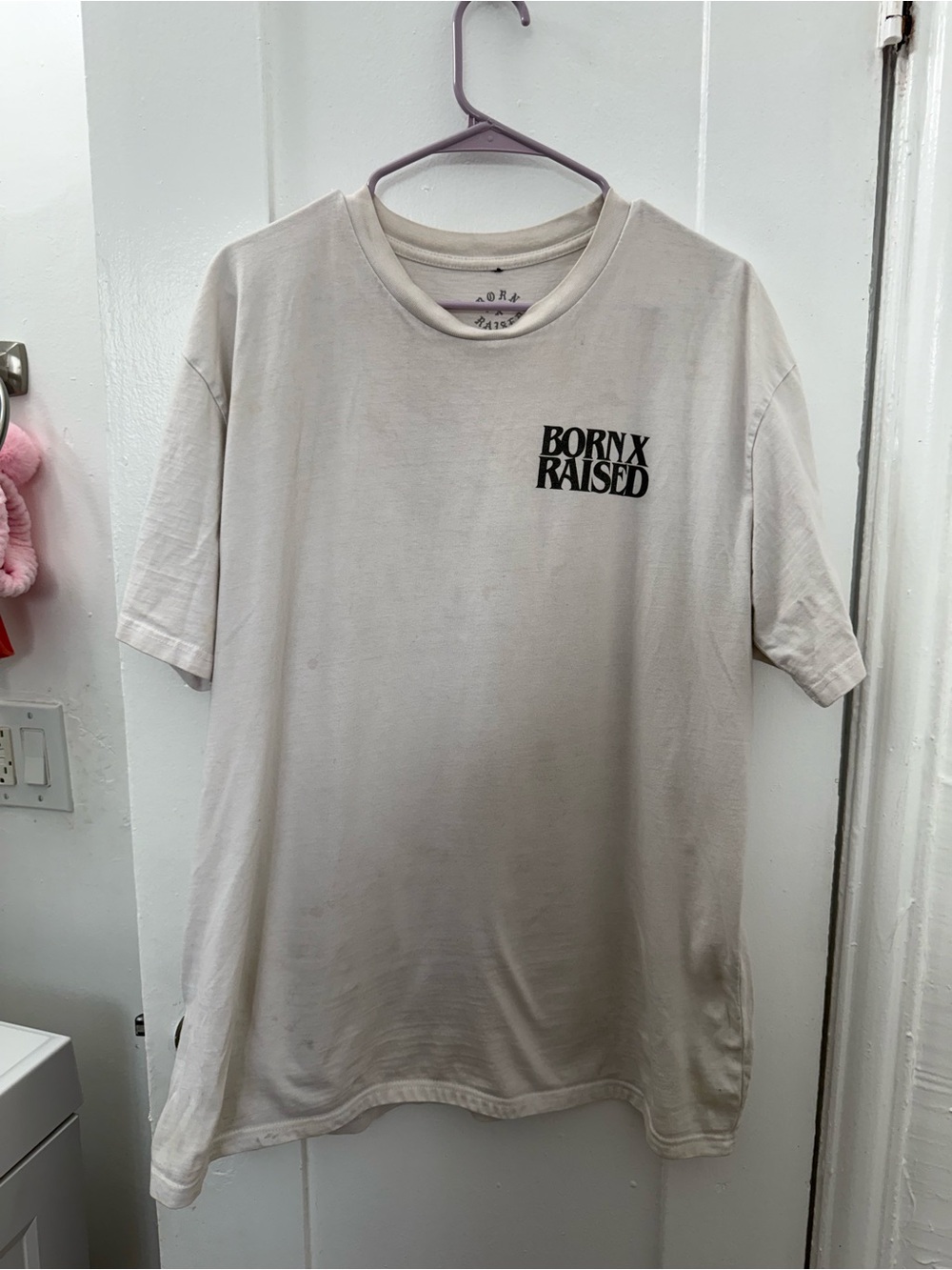 BORN X RAISED Cream Short Sleeve Logo Tee